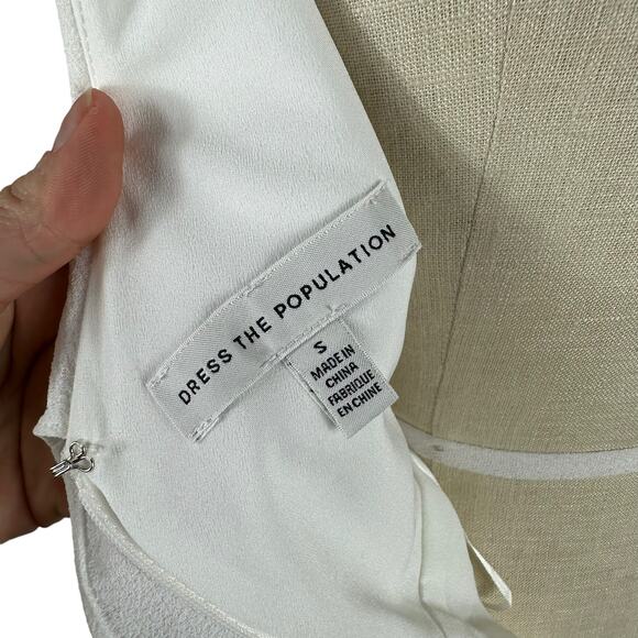 DRESS THE POPULATION Alondra White Sheath Midi Dress Women's Size Small - Picture 7 of 9